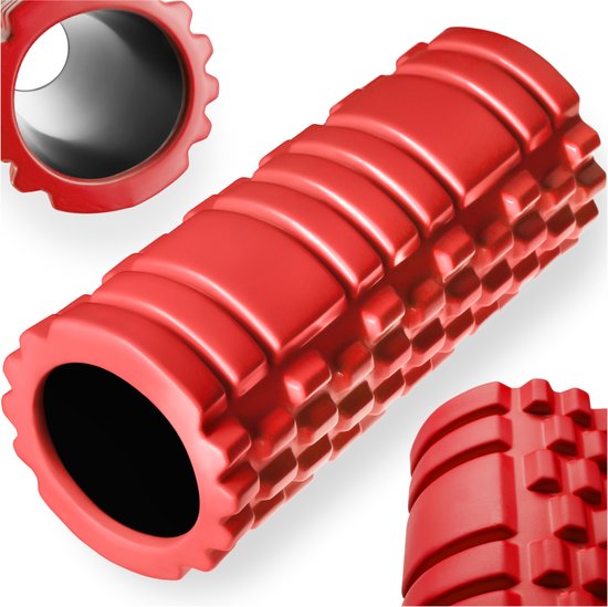 tectake® Foam Roller - Yoga & Fitness Massage Roller - Fascia Roller - 33,5 x ⌀14.5 cm - Massageroller - Zelfmassage en behandeling van bindweefsel - Triggerpoint Foamroller - Rood