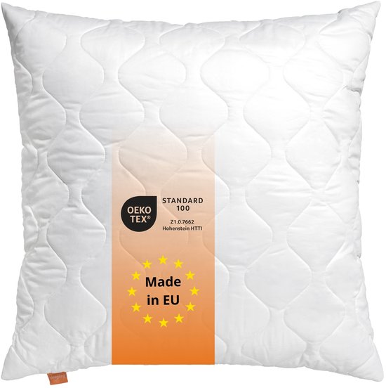 sleepling hoofdkussen 65x65 cm - kussen van microvezel - Hotelkwaliteit - Ergonomisch - geschikt voor mensen met allergieën - als slaapkussen, bankkussen of sierkussen - Made in EU, wit