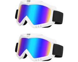 2-Pack OTG Skibrillen - Professionele Set voor Ski & Snowboard | Anti-Fog + Winddicht (Wit Frame + 2 Gekleurde Lenzen) | Incl.