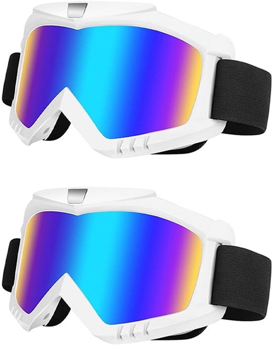 2-Pack OTG Skibrillen - Professionele Set voor Ski & Snowboard | Anti-Fog + Winddicht (Wit Frame + 2 Gekleurde Lenzen) | Incl.