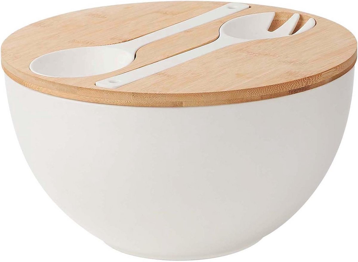 Extra Grote Ronde Saladekom met Deksel - 28 cm