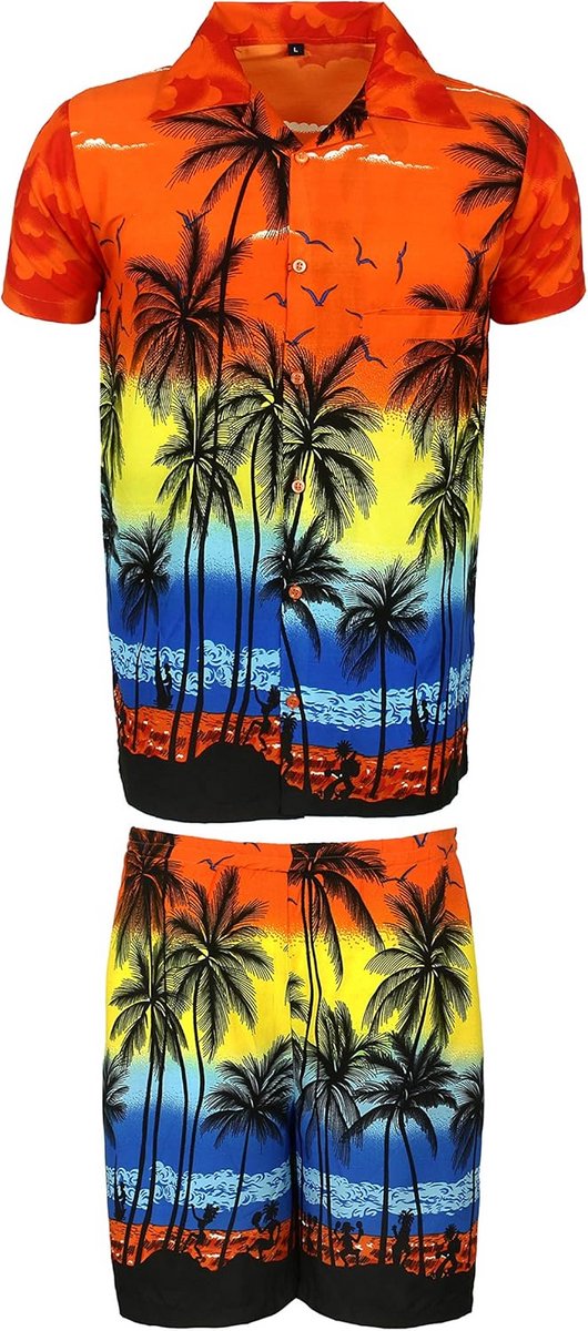 Heren Hawaii Set: Zomer T-shirt en Korte Broek voor Strand en Vakantie