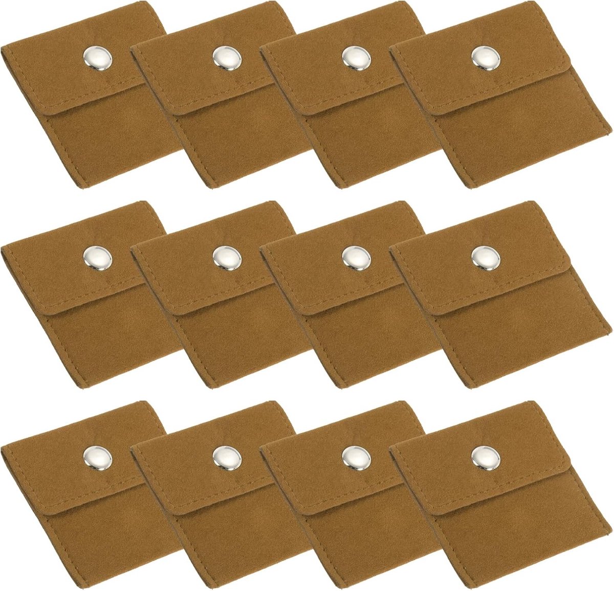 3x7 Inch Jewelry Pouch - 12 Pack Velvet Pouches - Snap Button Portable Storage Bag voor Sieraden - Earmuffs - Armbanden - Kettingen - Ringen - Horloges - Geel