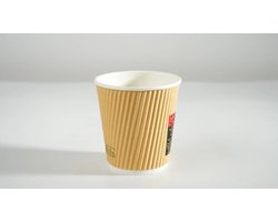 500x Koffiebeker dubbelwandig Ripple Wall 7oz 180ml bruin Drinkbeker - Koffiebeker - Kartonnen Beker FSC