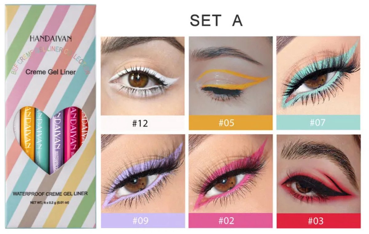 Waterproof Creme Gel Eyeliner - Set A - 6 x 0.2g