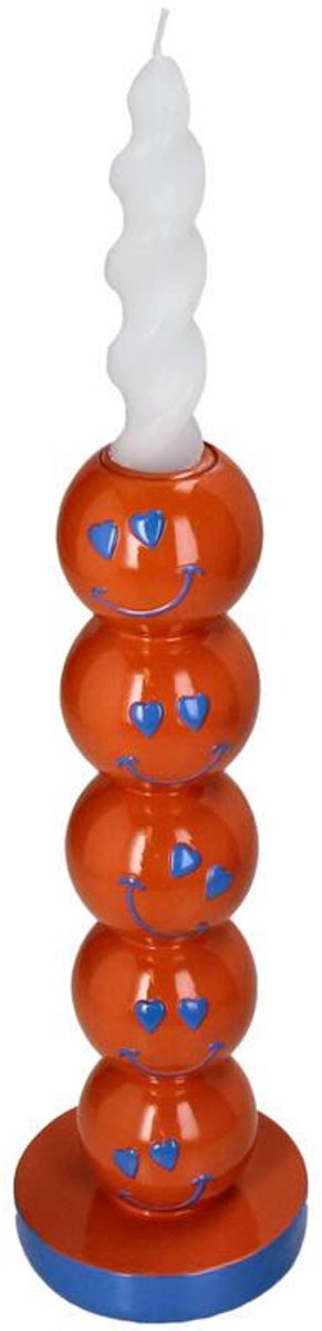 HD Collection Kaarsenhouder Smiley Polyresin 9x9x26.5cm Multi