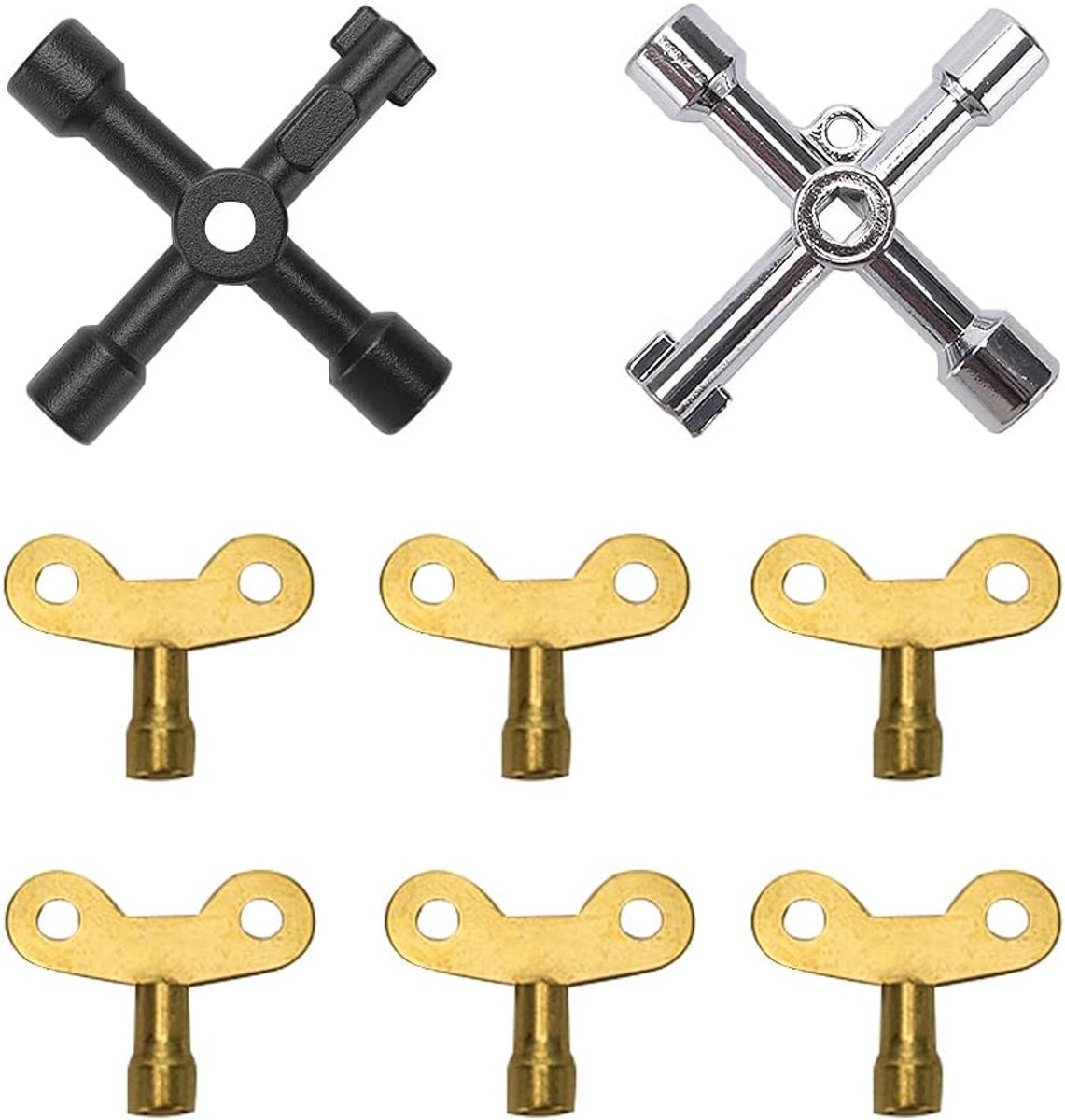 8 Pieces Tools Wrenches - 4 Way Multifunction Wrench - Bleed Key Radiator - Plumber Tool K