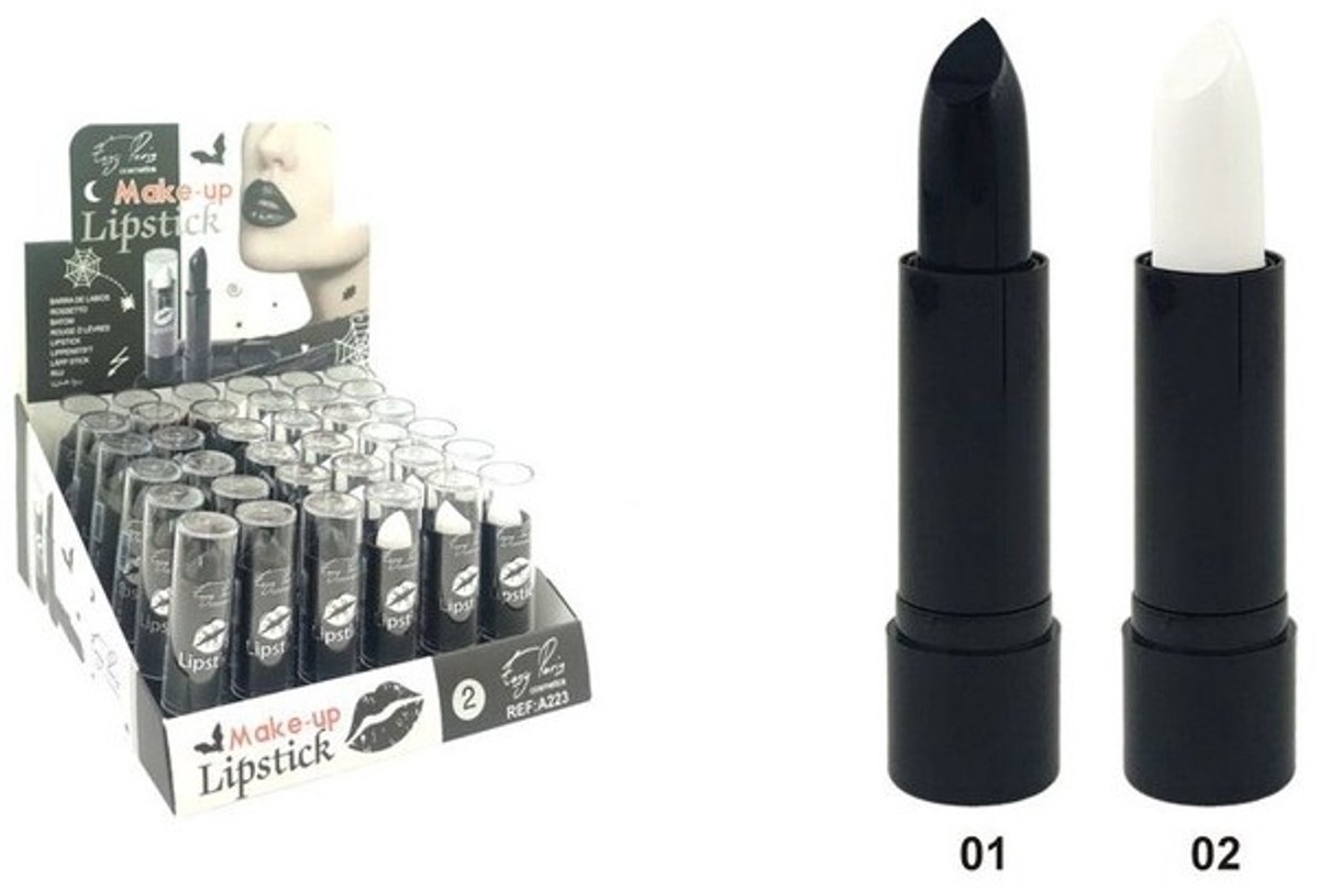 Easy Paris Cosmetics - Lipstick - Lippenstift - Set met Zwart en Wit - Black and White - Nummer 01 en Nummer 02
