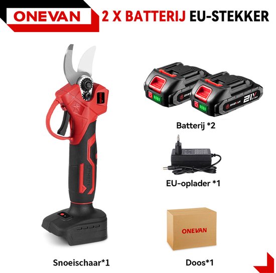 ONEVAN Elektrische Snoeischaar - 30mm Snijdiameter - Takkenschaar - Borstelloze Motor - Accusnoeischaar - met 2x Accu's - Voor Boomgaard, Tuin, Boerderij, Park, Tuinieren van ONEVAN — afbeelding 2