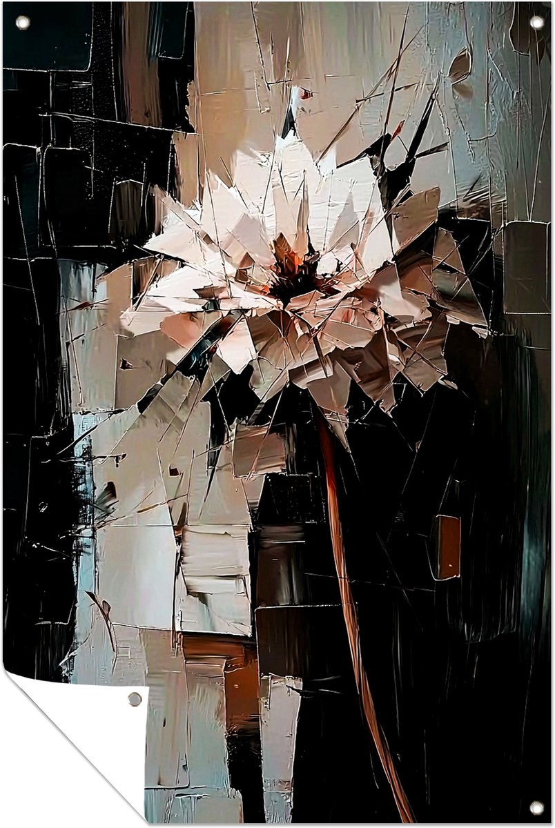 Bloem impasto - Buiten - Schutting decoratie - Tuinposter - 60x90 cm
