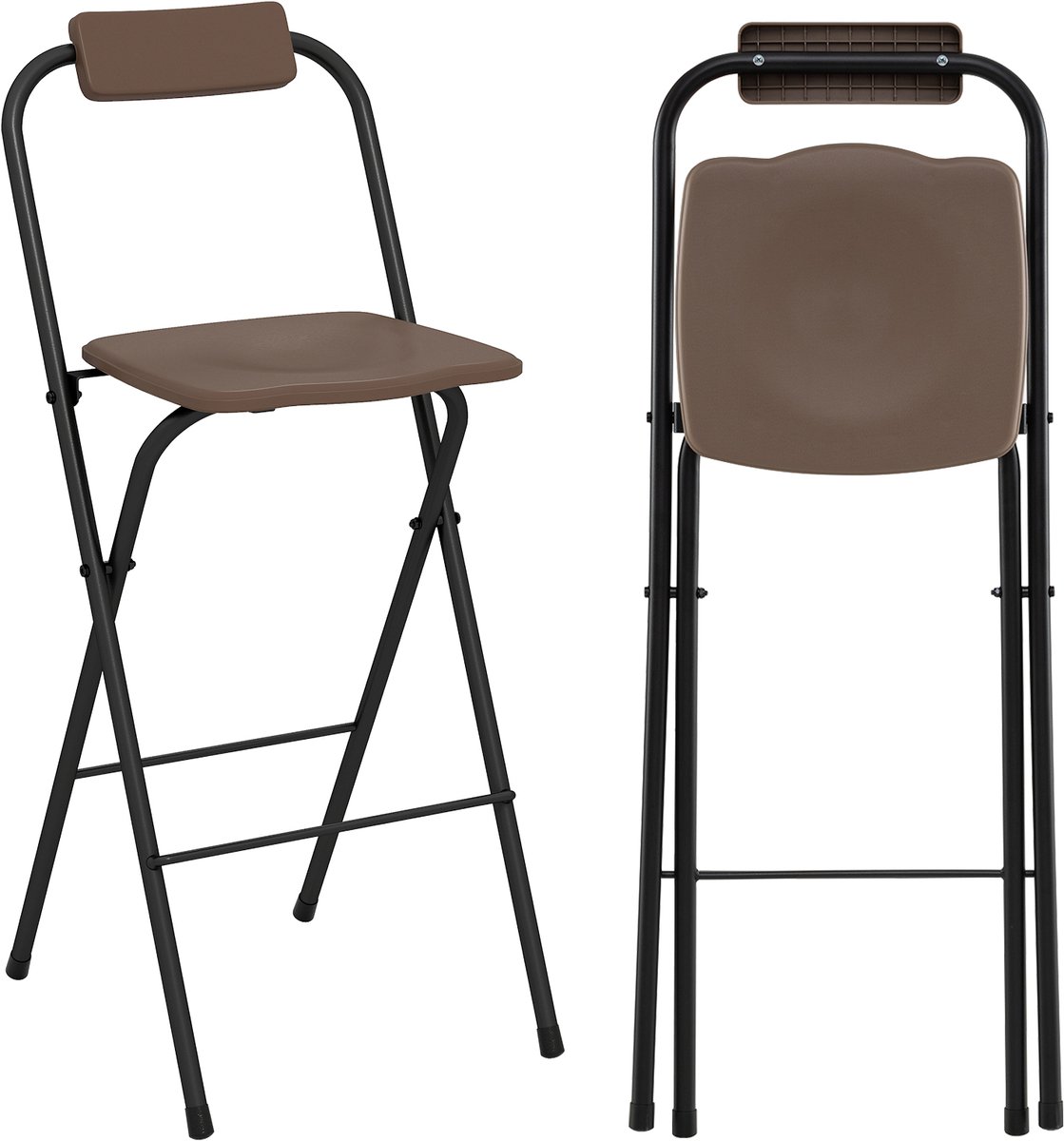 COSTWAY Barkruk voor buiten, set van 2, inklapbare barstoelen met rugleuning en voetensteu