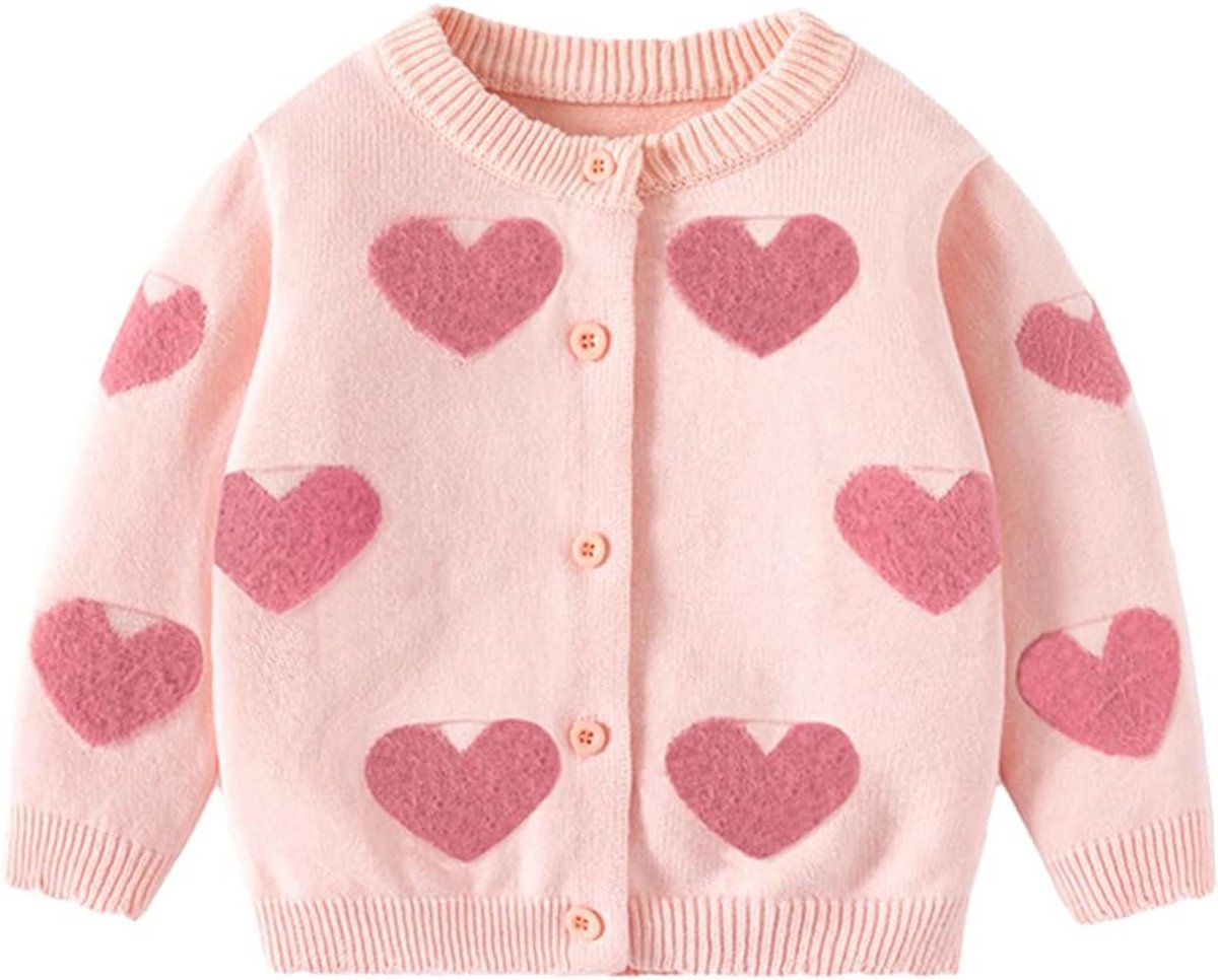 Schattig Gebreid Vest met Hartjes voor Baby en Peuter Meisjes