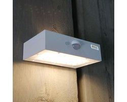 Bron Solar wandlamp 3W op sensor zwart/wit brick model - upper en downlight - bewegingsmelder - warm witte lichtkleur
