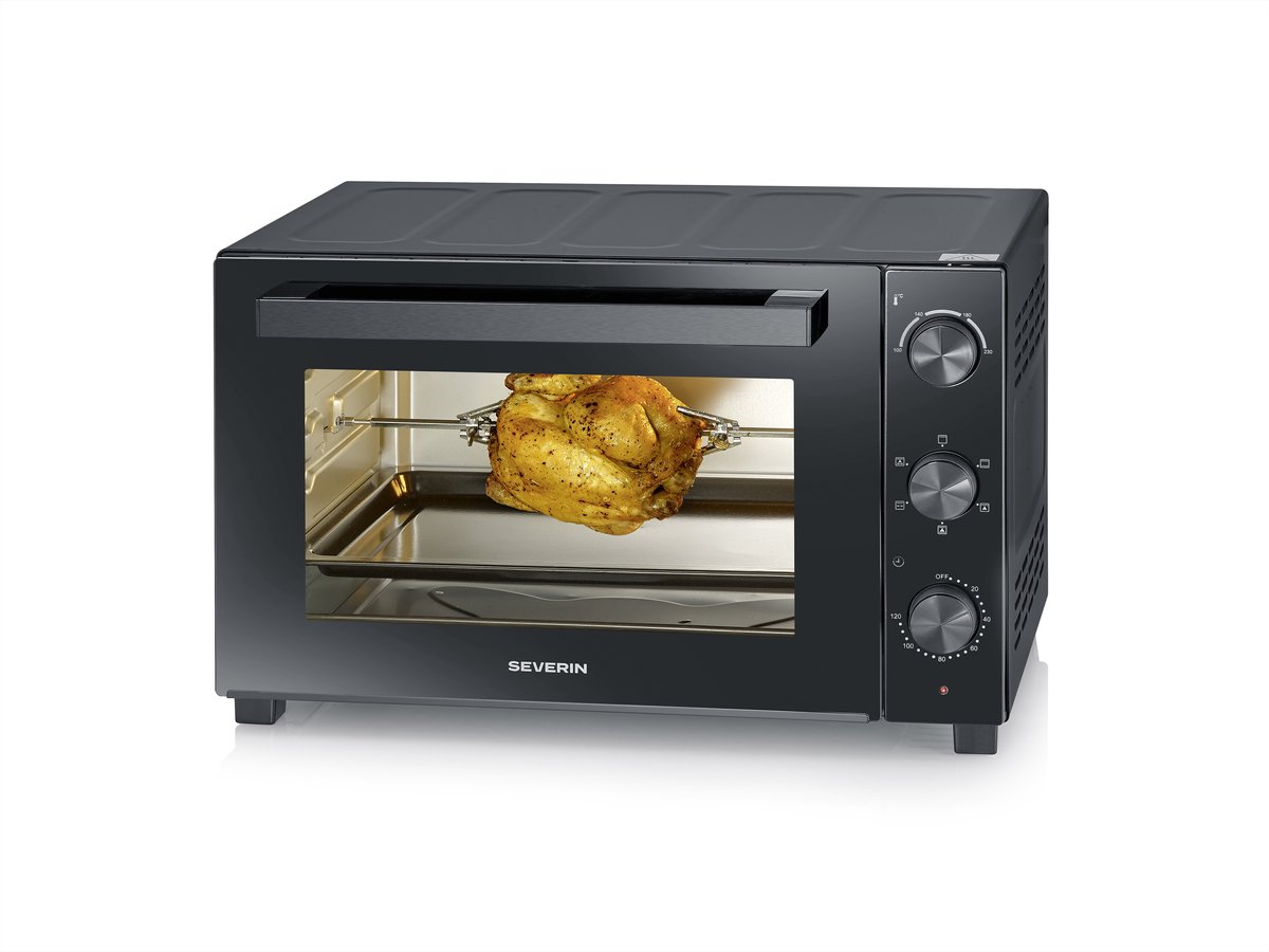 Severin TO 2076 Bak- en Toastoven – 46 Liter – Hetelucht – Pizzasteen – Draaispit – Zwart