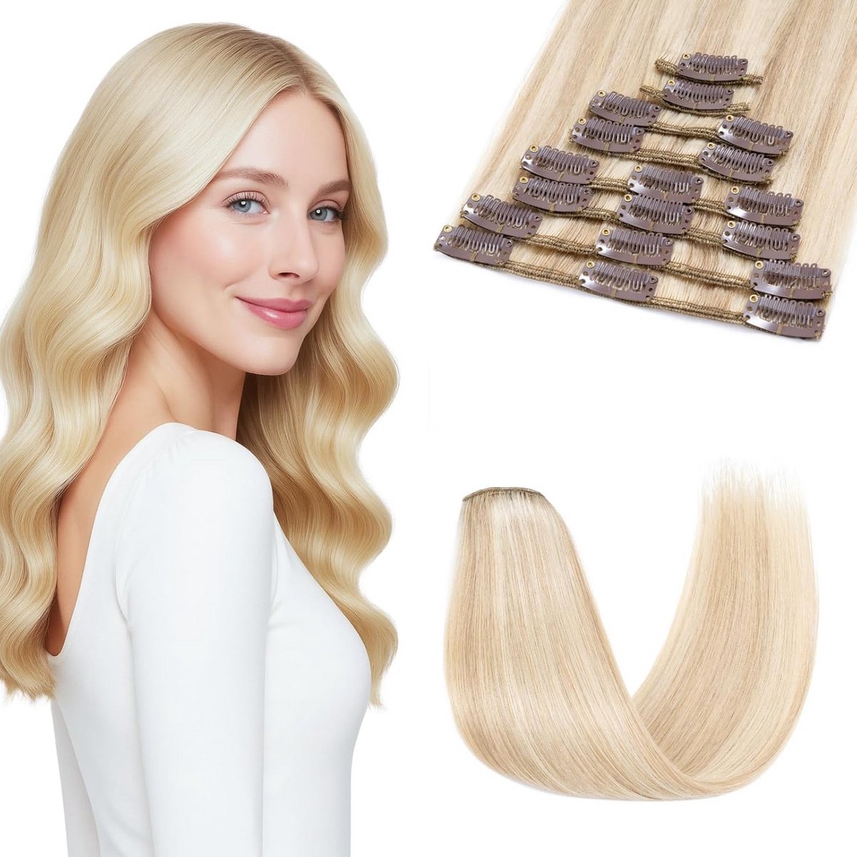 Clip-in Extensions Echt Haar 30 cm - Onzichtbaar Steil Haarverlenging - 8 Delen
