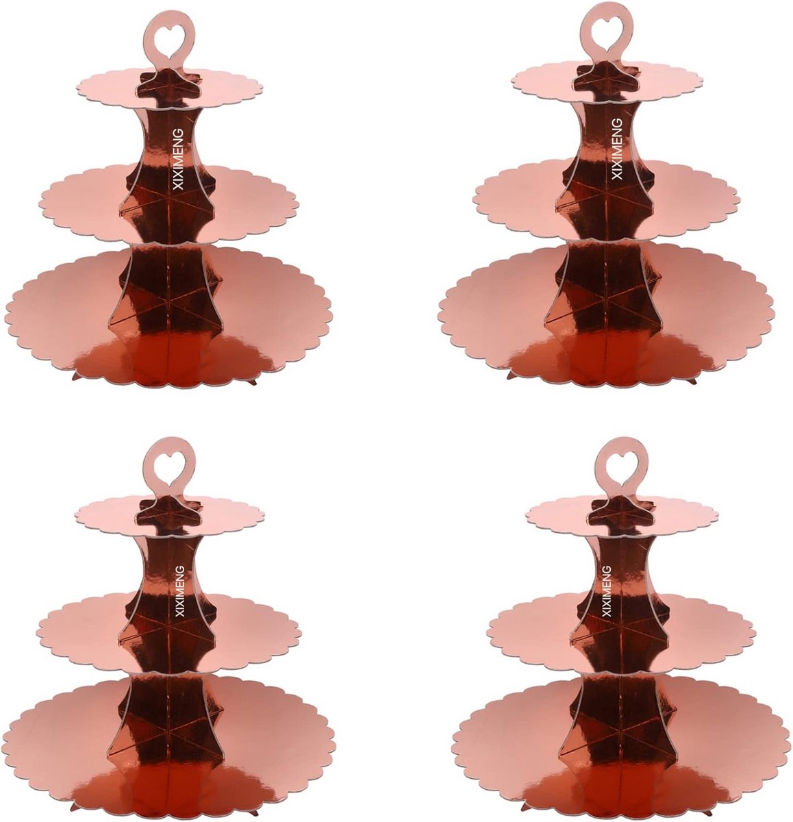 4-Pack Kartonnen Cupcake Toren Standaard 3-Laags met Kanten Rand voor Desserts