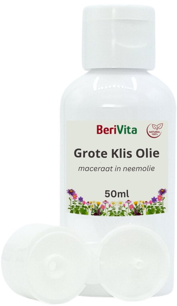 Grote Klis Olie 50ml - Kliswortel, Klitwortel, Arctium Lappa in Neemolie - Huid en Hoofdhuid
