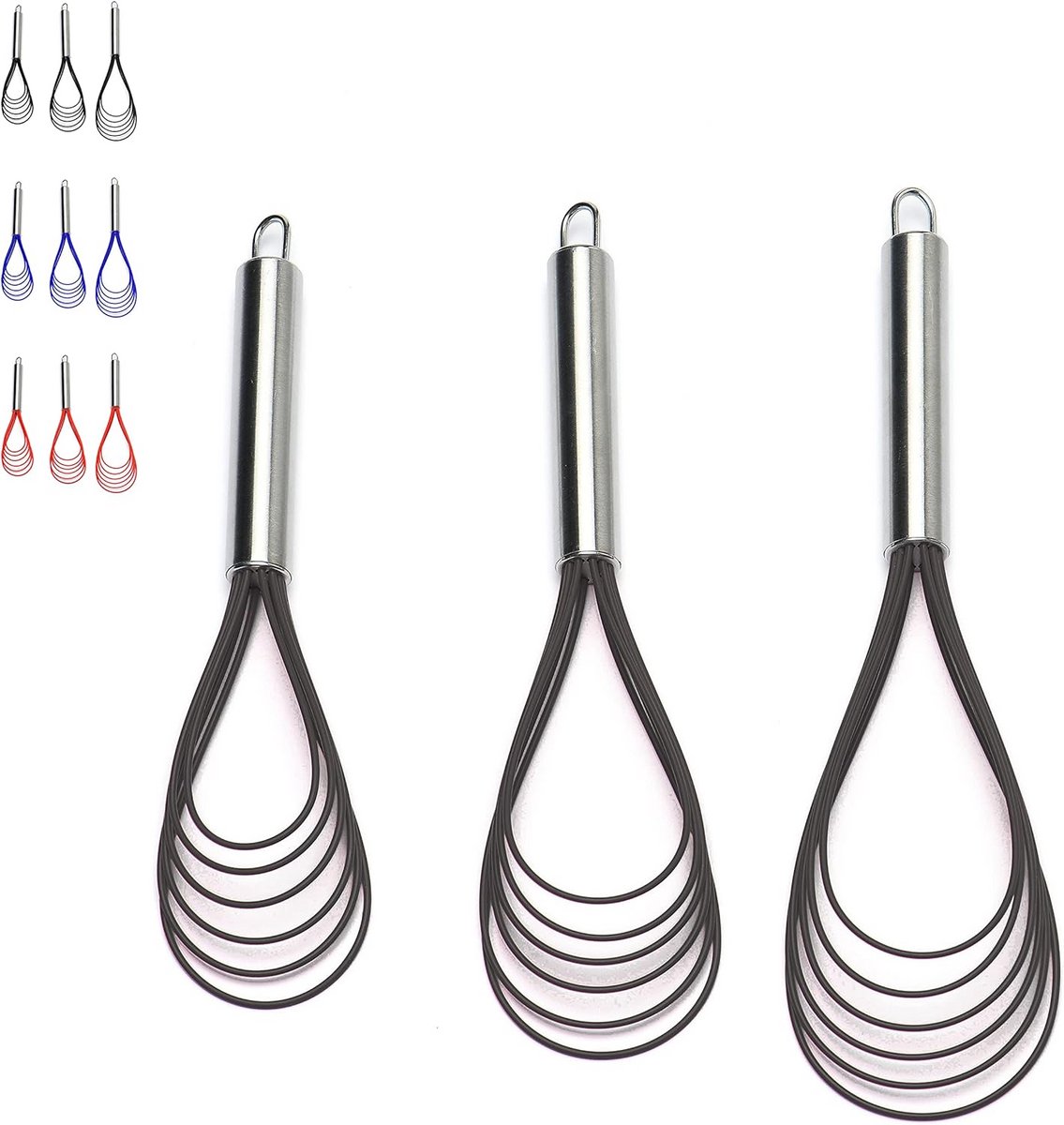 Platte Garde RVS Set van 3 - Siliconen Gardes Non-Stick voor Mengen en Kloppen