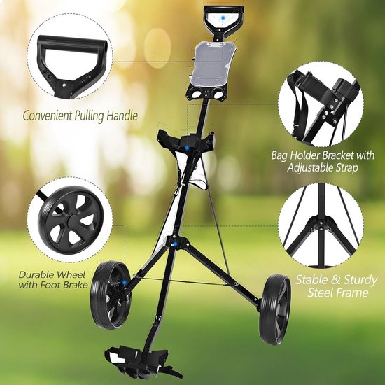 Inklapbare Golftrolley met 2 Wielen, Golfkar met Scorebord voor Elke Golftas van Merkloos — afbeelding 4
