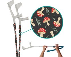 myCover Fairy Toadstools - 2 stuks - Trendy hoes voor krukken en wandelstokken, past op elke kruk of wandelstok, elastische stof, wasbaar 30°C, verschillende patronen - Excl. Kruk