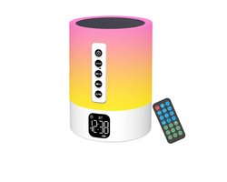 Ynkkvre -6-in-1 Bluetooth Wekker met LED Nachtlampje, White Noise Slaaphulp, MP3-Speler en Touch Bedlamp – Multifunctionele Speaker voor Kinderen, Tieners en Volwassenen – Snooze Alarm en Afstandsbediening