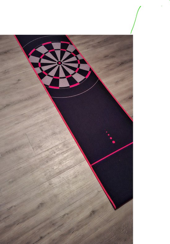 D/K Dartmat zwart - rood met Dartbord print 280 x 60 cm incl. verstelbare OCHE van Merkloos — afbeelding 2