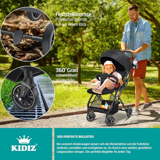 Lichte Opvouwbare Kinderbuggy met Voetenzak en Regenhoes van Merkloos — afbeelding 5