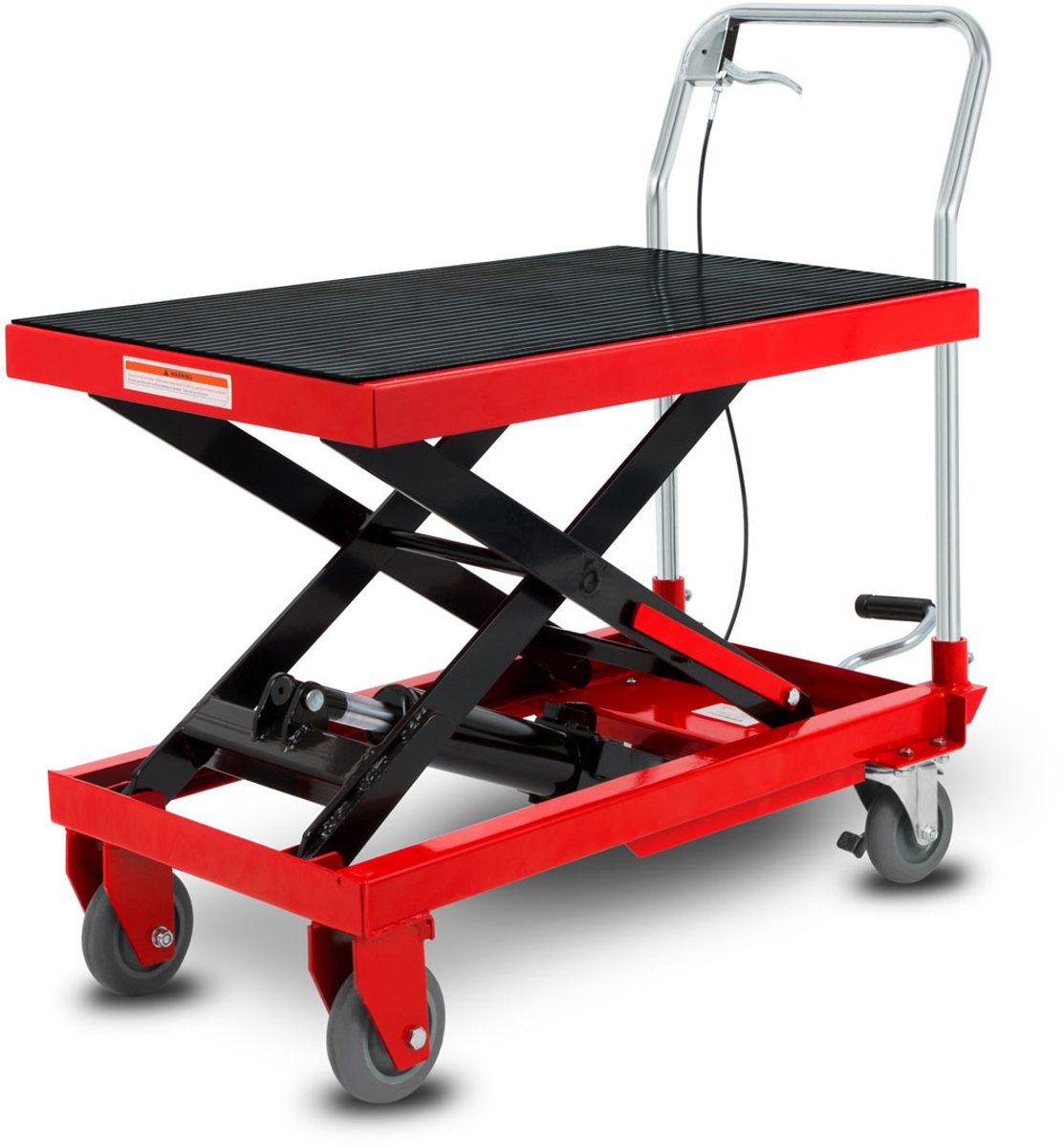 EBERTH Palletwagen Heftafel Schaarheftafel Hydraulische heftafel Draagvermogen 150 kg (staal, robuuste en geluidsarme wielen, tafel 708 x 450 mm, hefhoogte 225-700 mm, rem, hefpedaal, daalhendel, antislip)