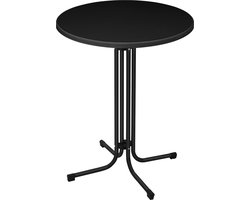 Ronde bistrotafel 79 x 110 cm, opklapbare bartafel van spaanplaat, tafelblad en metalen frame, campingtafel, draagvermogen tot 80 kg, bijzettafel voor buiten (Zwart) NAIZY