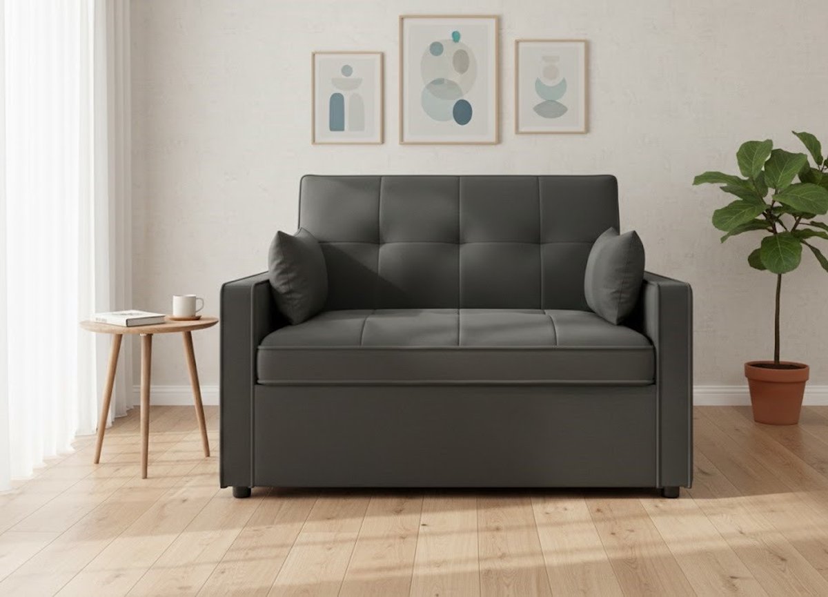 Luxe 3-in-1 Slaapbank Grijs Linnen – Multifunctionele Logeerbank met 5-Traps Verstelbare Rugleuning, Opbergruimte en Extra Kussens – Ruimtebesparende Sofa voor Kleine Woonkamers en Logeerkamers House&Garden