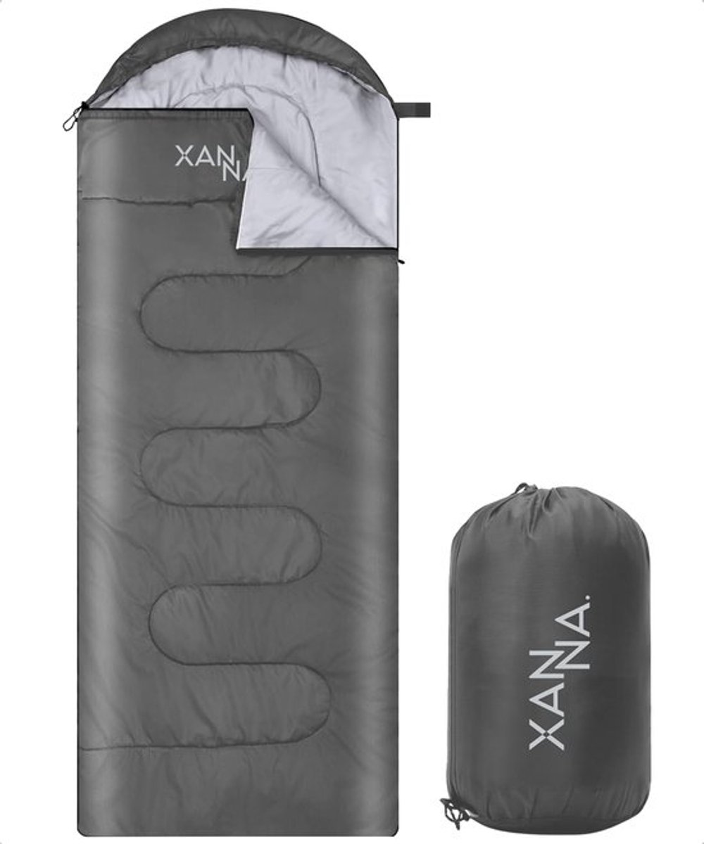 Xanna® Slaapzak Grijs (Links) - Inclusief Hoes en Kussen - 3-4 Seizoenen - Geschikt voor Volwassen en Kinderen