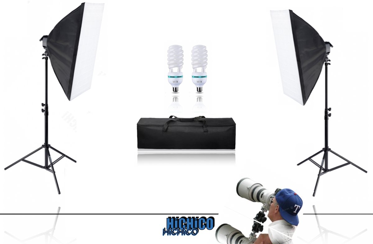 Bol.com 2X Studiolampen - Foto Studio Verlichting Kit, 2X Achtergrond Support System Softbox Paraplu tripod Stand - fotolamp fot... aanbieding