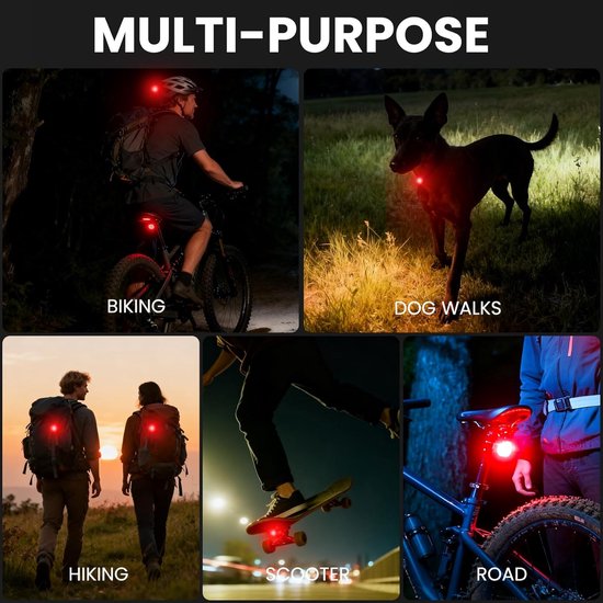 2 Stuks Bike Tail Light - Ultra Bright 60LM - USB-C Rechargeable - 5 Modes - Waterproof - Road Biking Safety — afbeelding 2