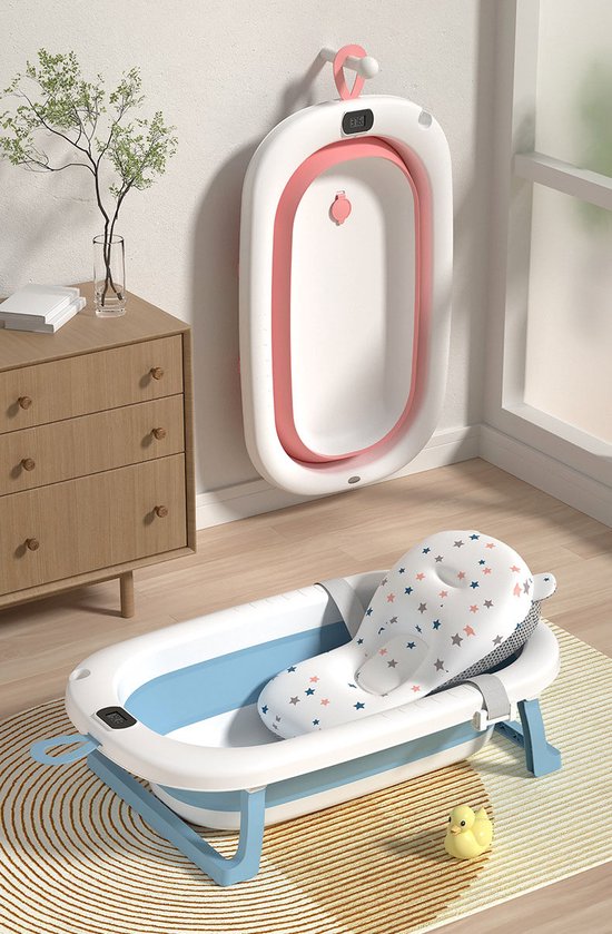 GoudenGracht Baby Bad - Handdouche Opening - Babybad - Babybad met standaard - Opvouwbaar - Digitale Thermometer - Blauw van Merkloos — afbeelding 2