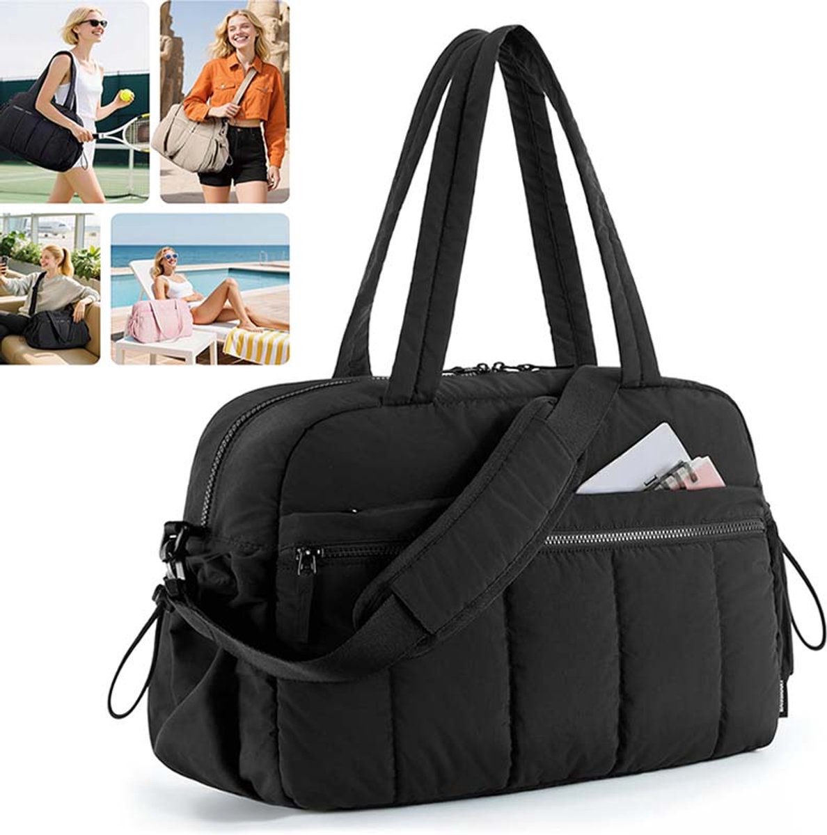 Waterdichte Fitness Tas - Sport- & Reistas met Apart PVC Vochtvak - Handbagage voor Korte Reizen en Zakenreizen - Uniseks (Zwart)