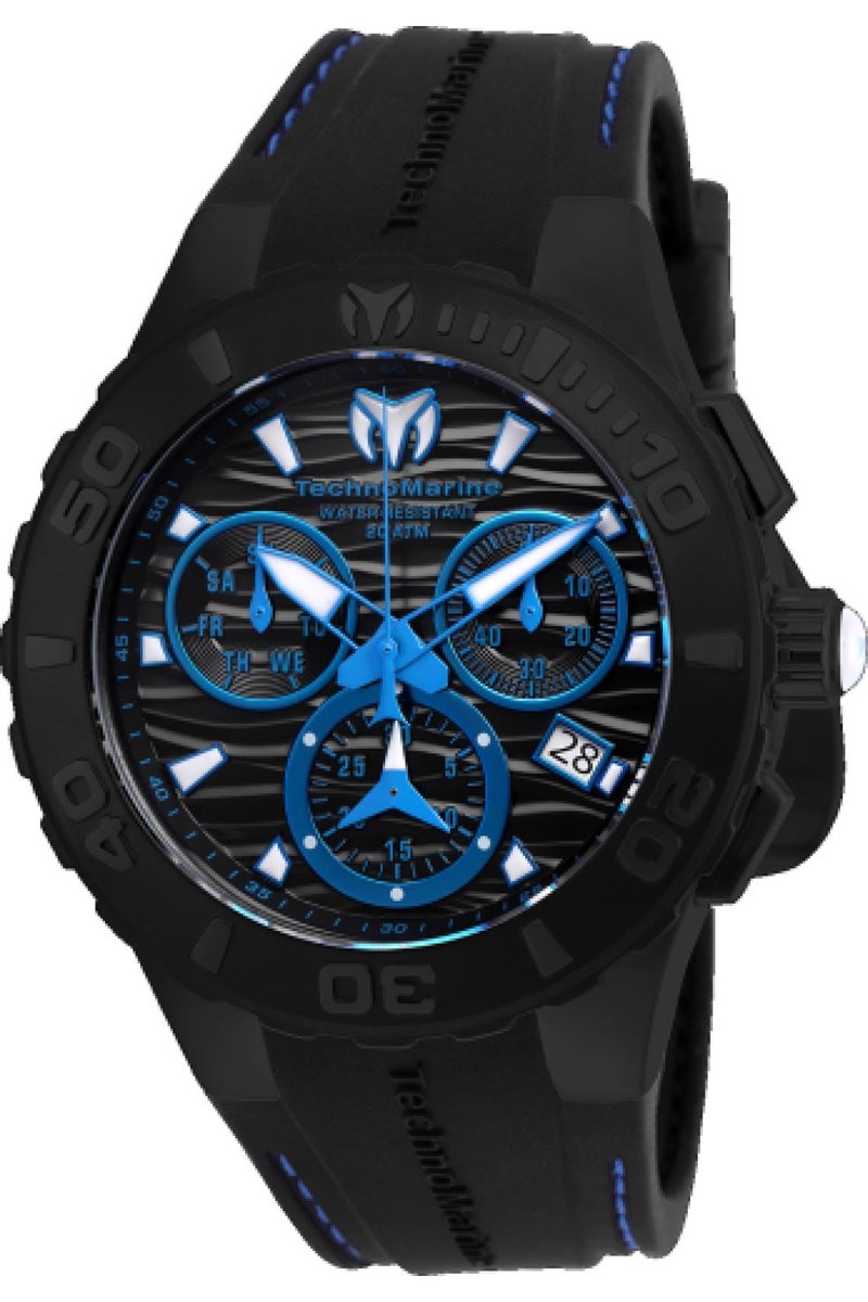 TechnoMarine Cruise TM-115080 Heren Horloge - Waterdicht - Analoog - Quartz Uurwerk - Roestvrij Staal met zwarte Wijzerplaat - 44mm