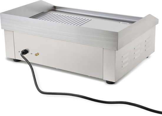 VERTES Grillplaat Braadplaat Plancha Grill Elektrisch 3000W van roestvrij staal Grilloppervlak Glad & Met groeven 55x35cm, Thermostaat, Temperatuur 50-300°C, Spat- & Warmtebescherming — afbeelding 4