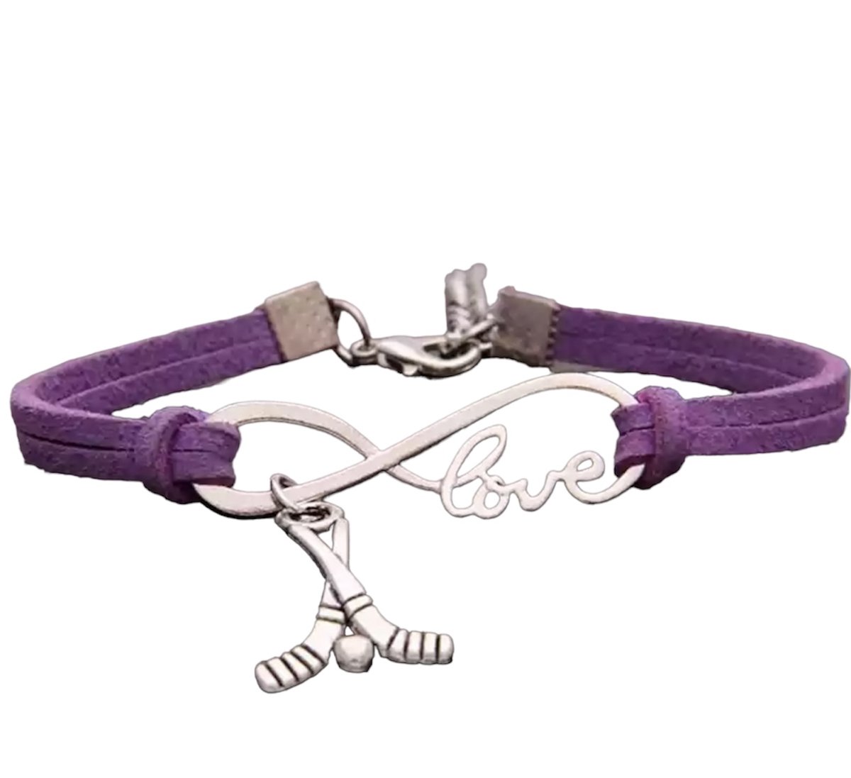 12Getit Armbandje Paars met Hockey hangertje