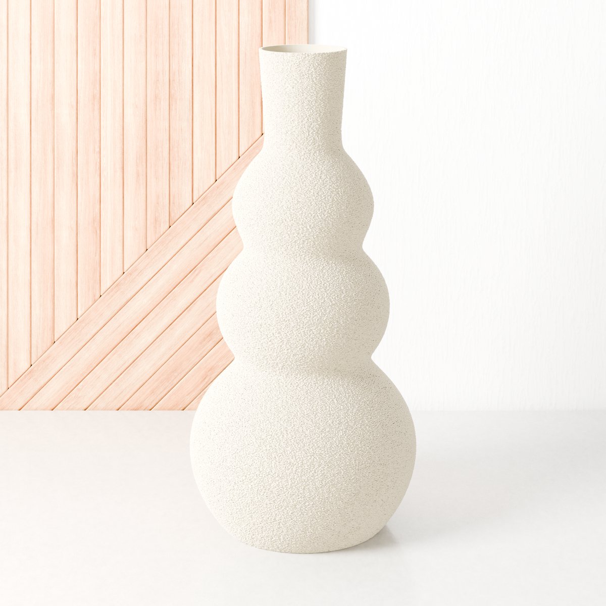 Fleuriek Kleine vaas Beige - H30 cm - Bolvaas voor binnen of als decoratieve bloemenvaas, gekleurde ronde vaasjes van bio-kunststof