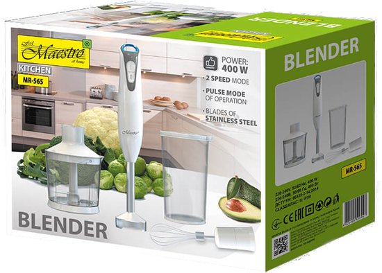 Maestro Handblender - Set - 400W - 2 snelheden - RVS messen van Maestro — afbeelding 2