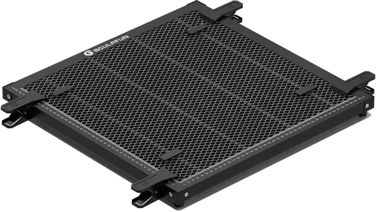 Sculpfun H3 Laser Honeycomb Werktafel - 450 x 450 mm - voor lasergraveermachine - Honingraat Laser Bed - Honingraat Werktabel met aluminiumplaat, T-vormige metalen klemmen, sterke metalen klemmen - Sculpfun Laser Graveermachine