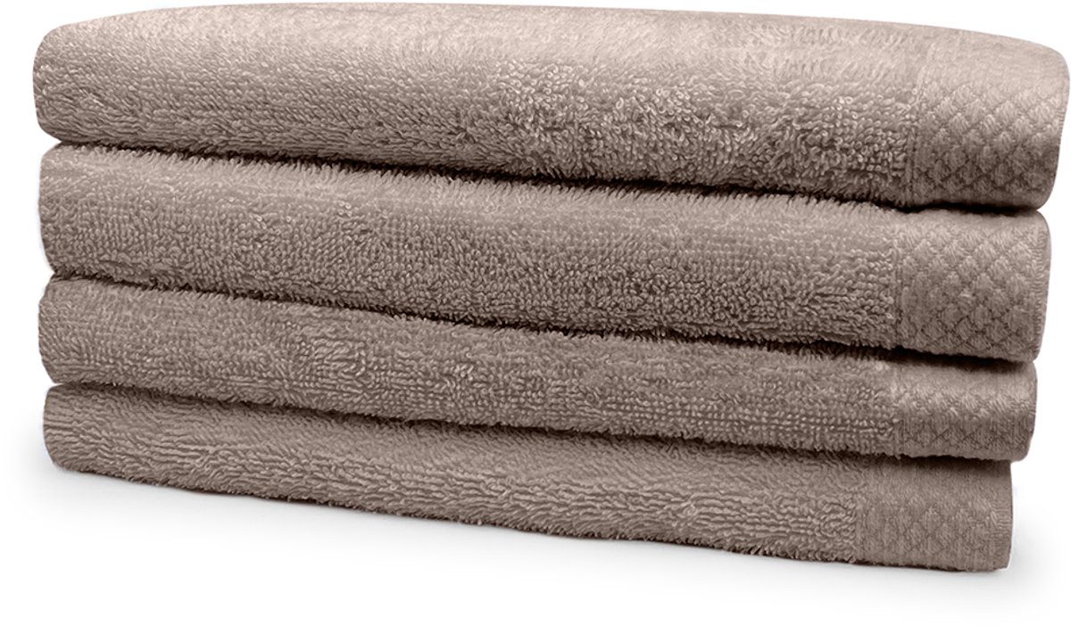 Eleganzzz Handdoeken Set - Set van 4 - Handdoek 60x110cm - 420 gr/m2 - 100% Katoen - taupe