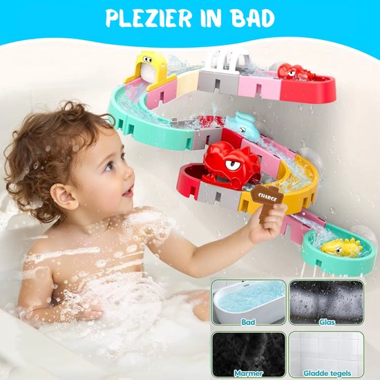 Waterbaan & Glijbaan Badset – 43-delige DIY bouwset Waterbaan – Montessori Badspeelgoed voor Kinderen vanaf 2 Jaar — afbeelding 3