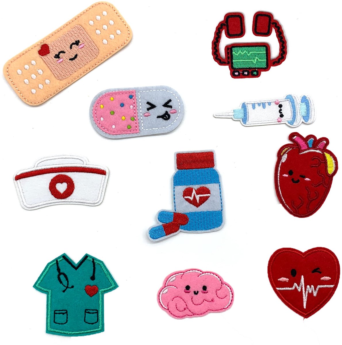 Geborduurde Strijkpatches - 10 Stuks - Cartoon Hart Ontwerp