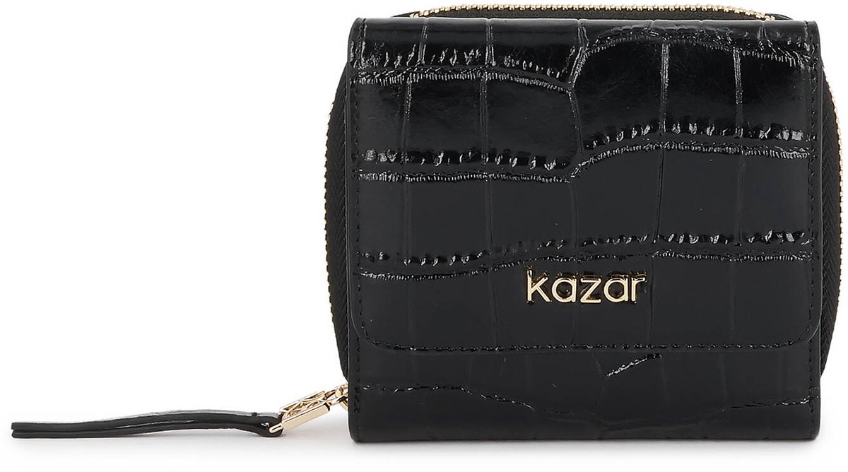 Women's wallet in embossed leather in black