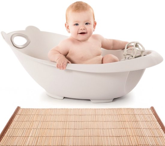 Bo Jungle - Babybadje met berenoortjes - Met badverkleiner /badinzet - Met Zeepbakje / Hulpstuk bij haren wassen - Afvoerstop - Bath Bear Grijs van Merkloos — afbeelding 4