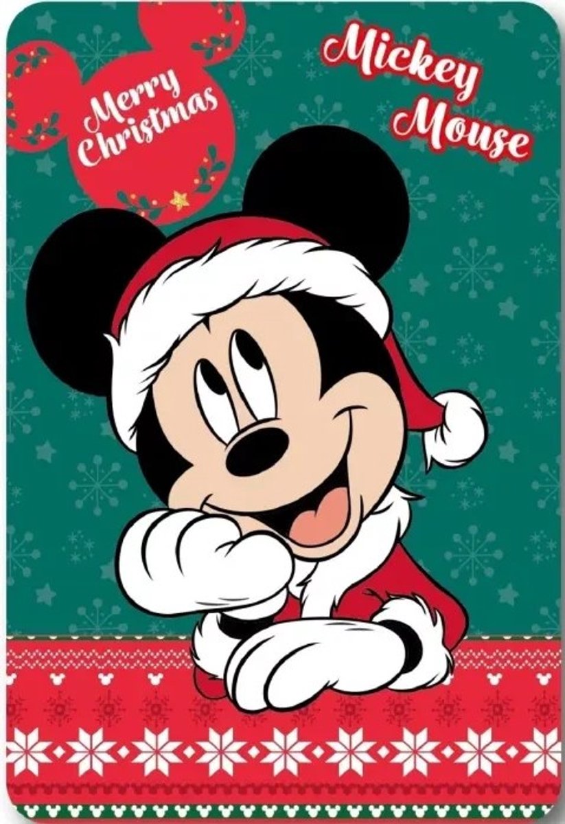 Carbotex Mickey Mouse Festive Christmas Fleece deken 100 x 140 cm diverse kleuren