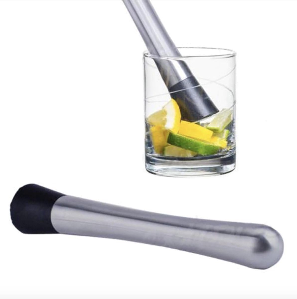 Okado Cocktail Stamper RVS Zilver 20 cm – Muddler voor Mojito en Cocktails – Roestvrij Staal – Vaatwasserbestendig – Baraccessoire voor Thuis