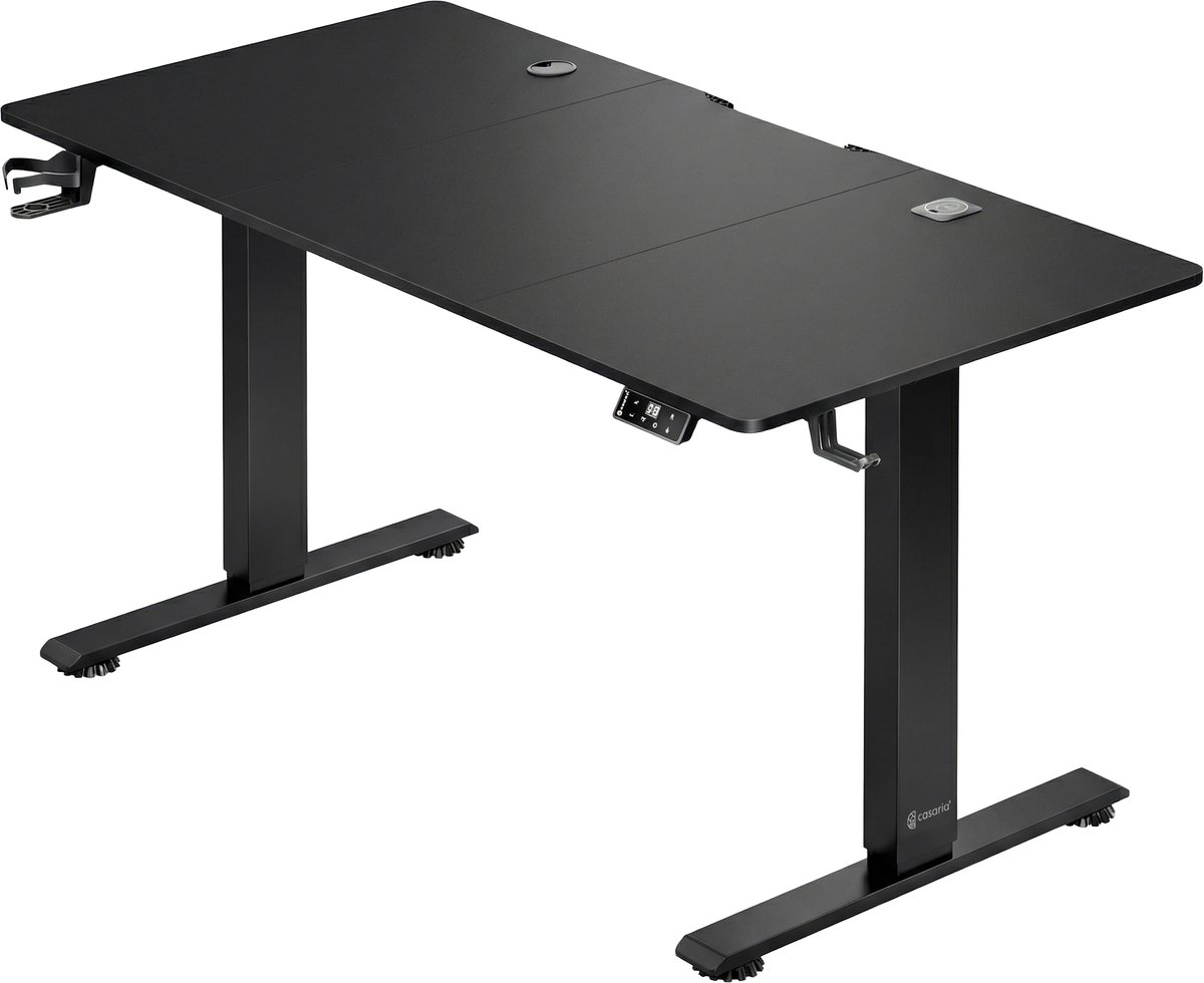 Casaria Zit sta bureau - Elektrisch Verstelbaar USB 140x60cm – Zwart