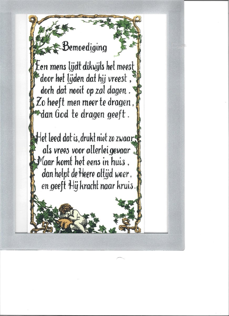 Gedicht Bemoediging in Passepartout.